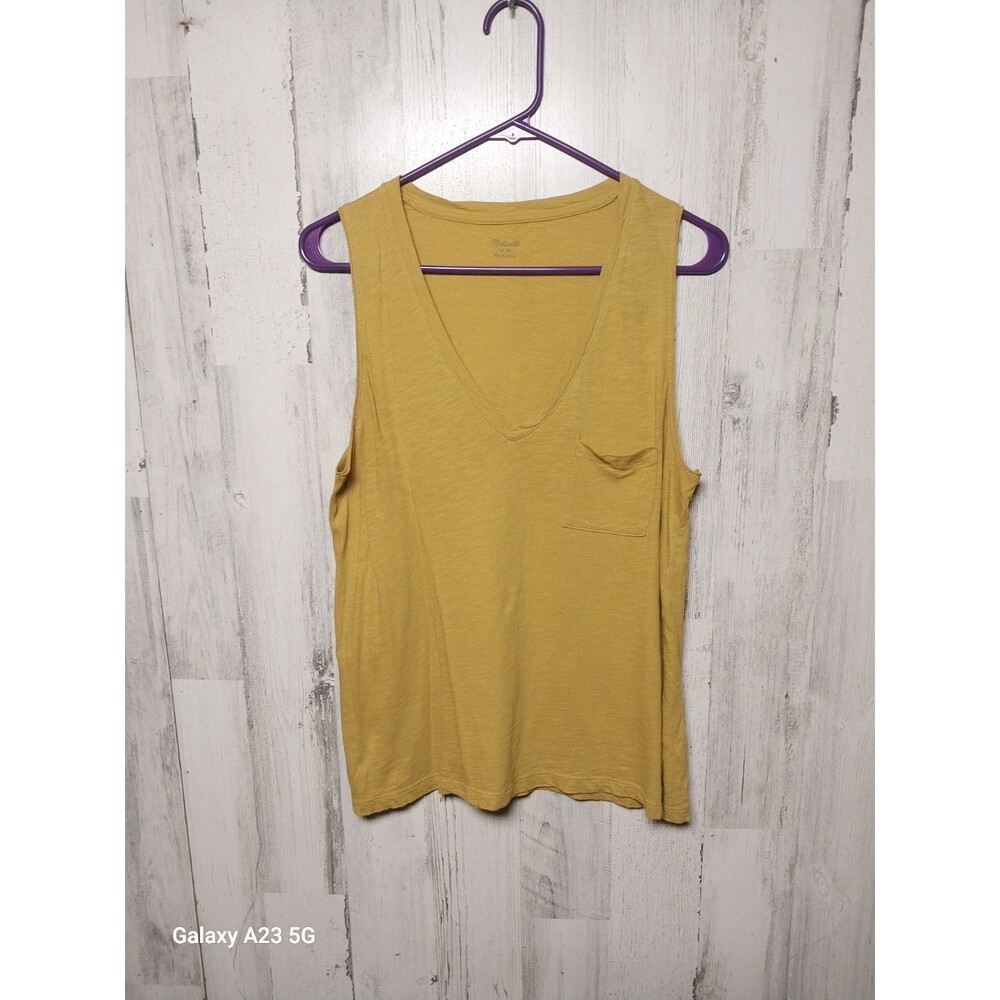 Madewell Pocket Tank Medium Yellow V Neck